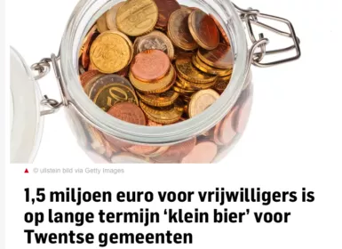 Tubantia: Twente bespaart substantieel op zorgkosten door de inzet van professioneel ondersteunde vrijwilligers.